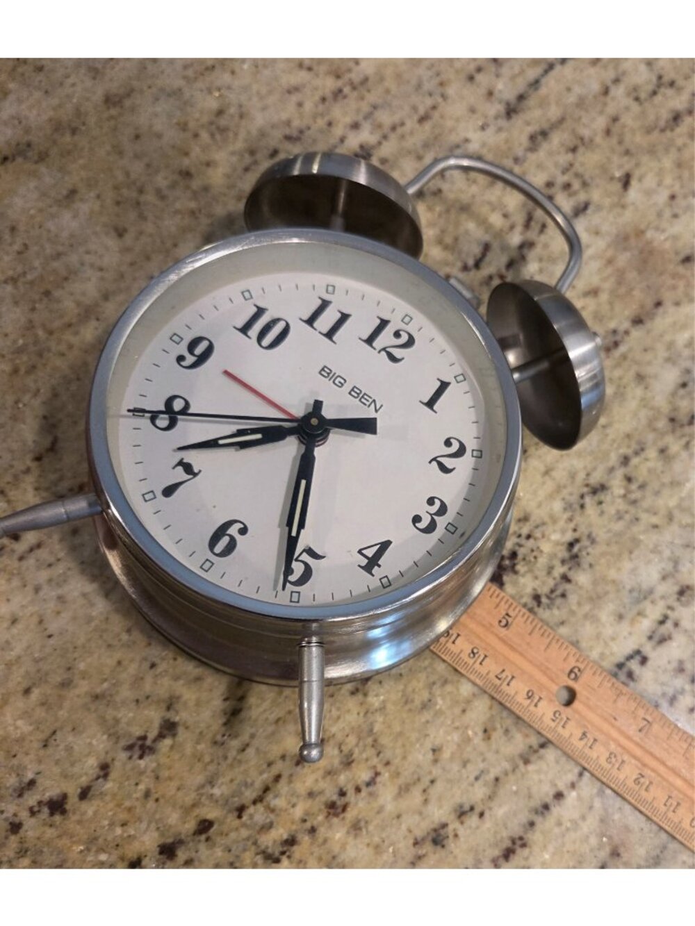 Big Ben Bell Alarm Clock 311 Silver Color Battery Operated - Picture 5 of 6